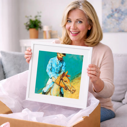 The Cerulean Rider - racing horse art gift idea for horse lovers