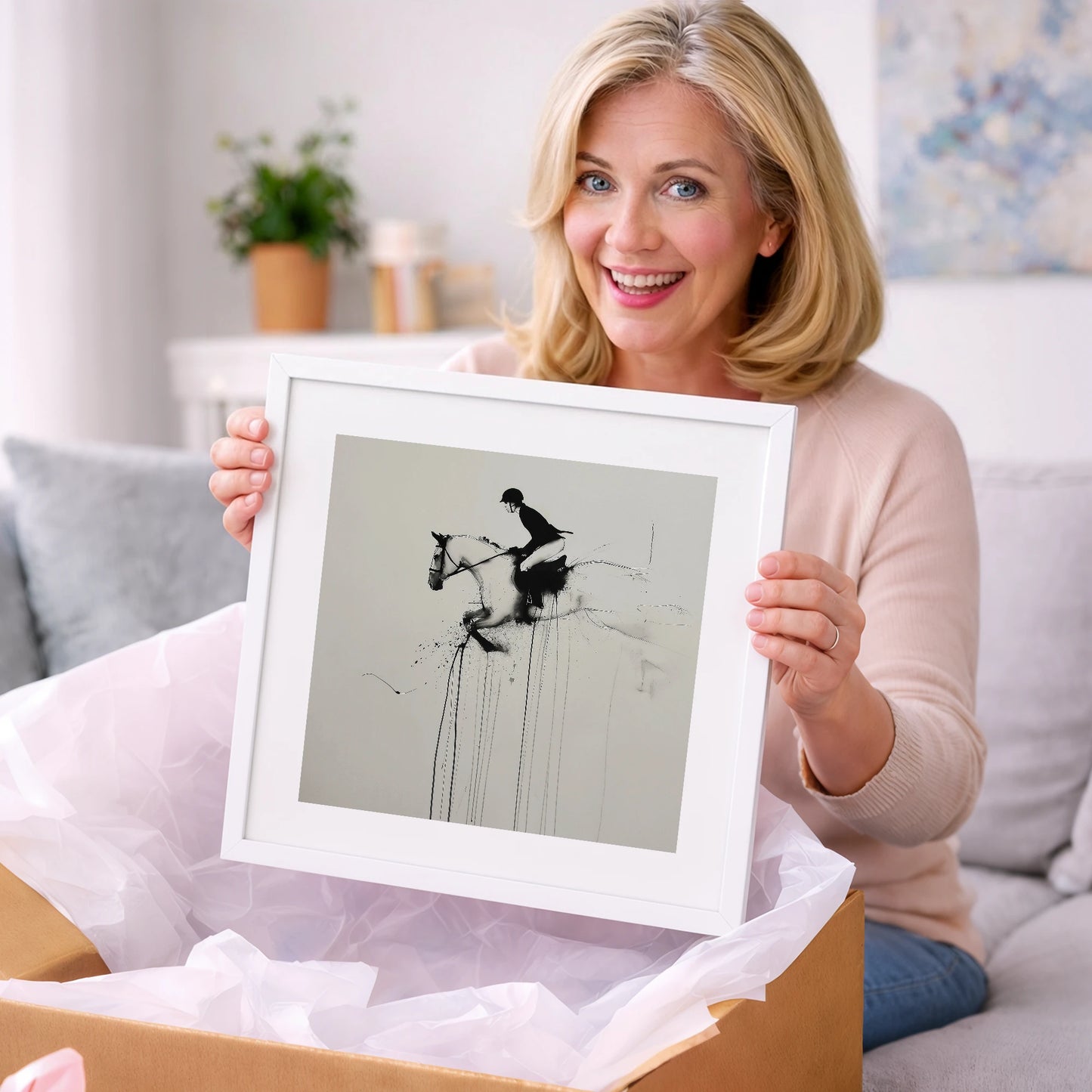 Airborne Elegance - show jumping horse art gift idea for horse lovers