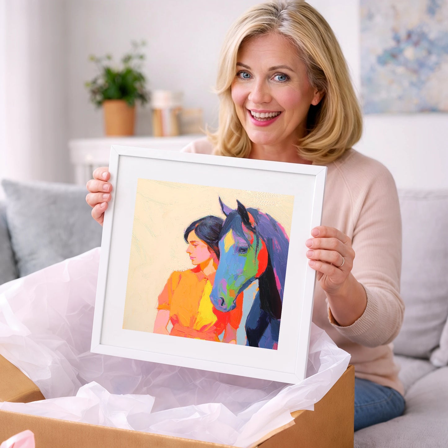 Vivid Companion - horse & rider art gift idea for horse lovers