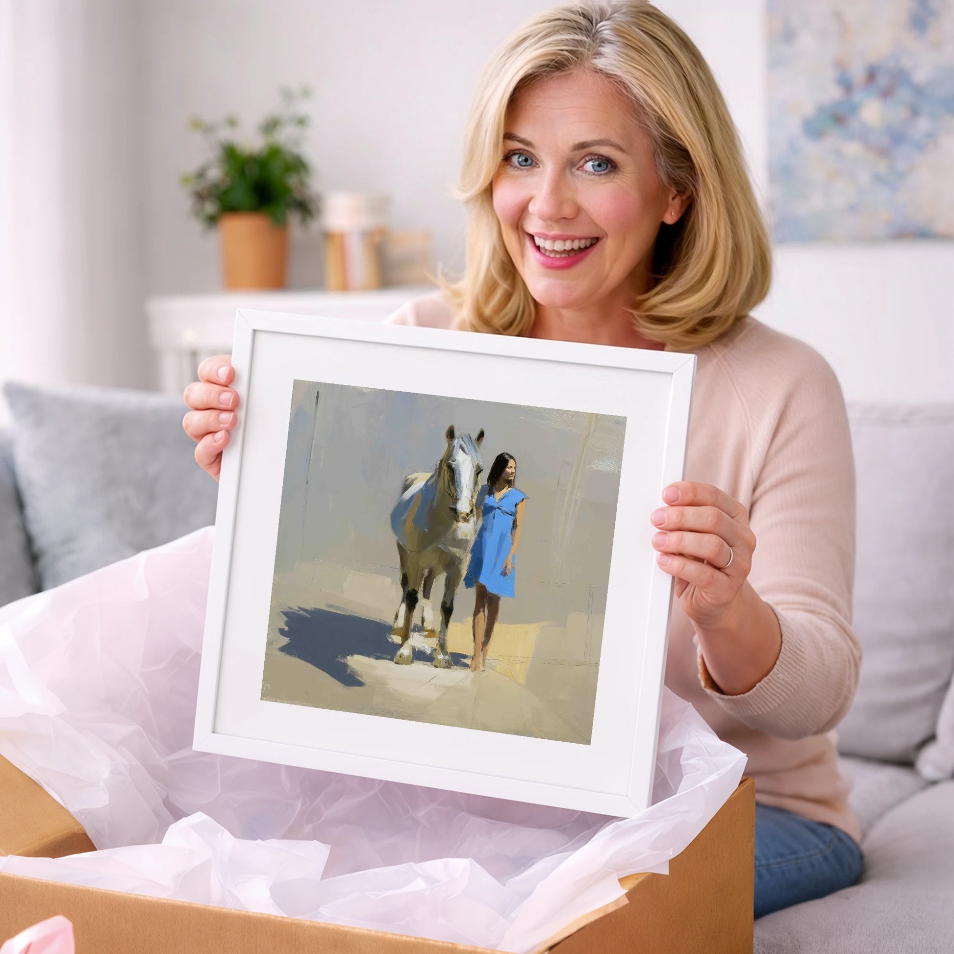 Sunlit Serenity - horse & rider art gift idea for horse lovers