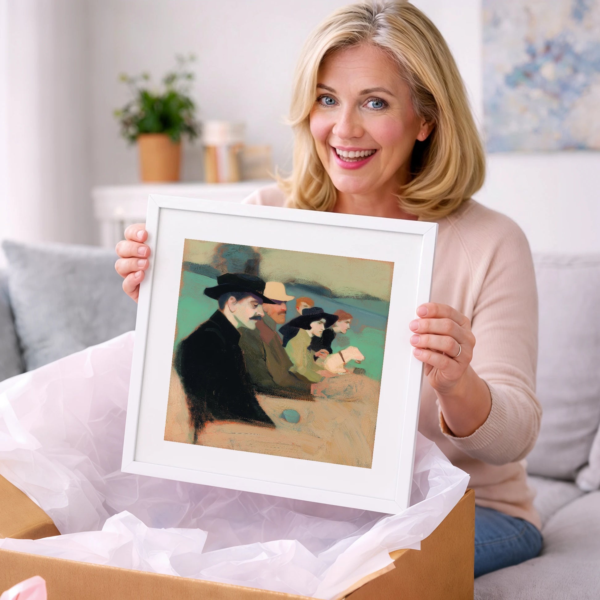 Gathering at the Rails - racing horse art gift idea for horse lovers