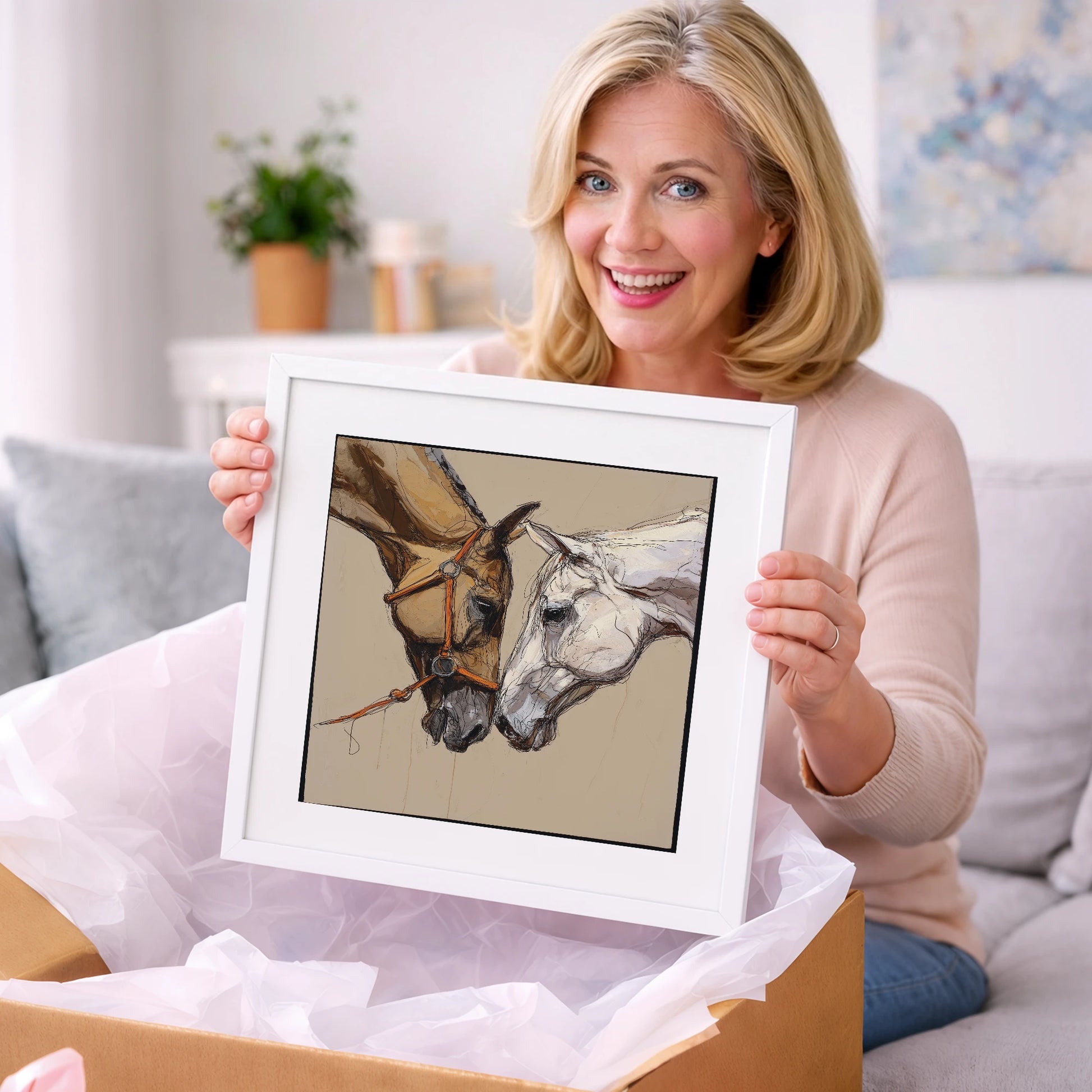 A Quiet Connection - horse portrait art gift idea for horse lovers