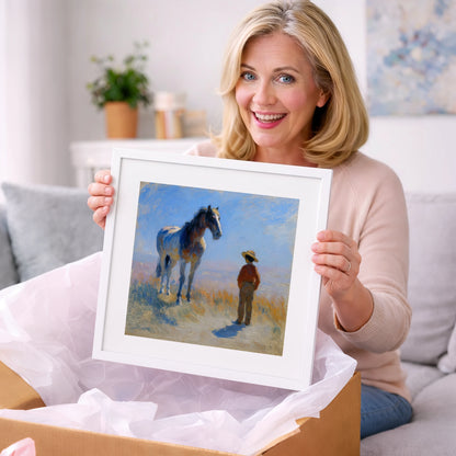 A Quiet Understanding - horse & rider art gift idea for horse lovers