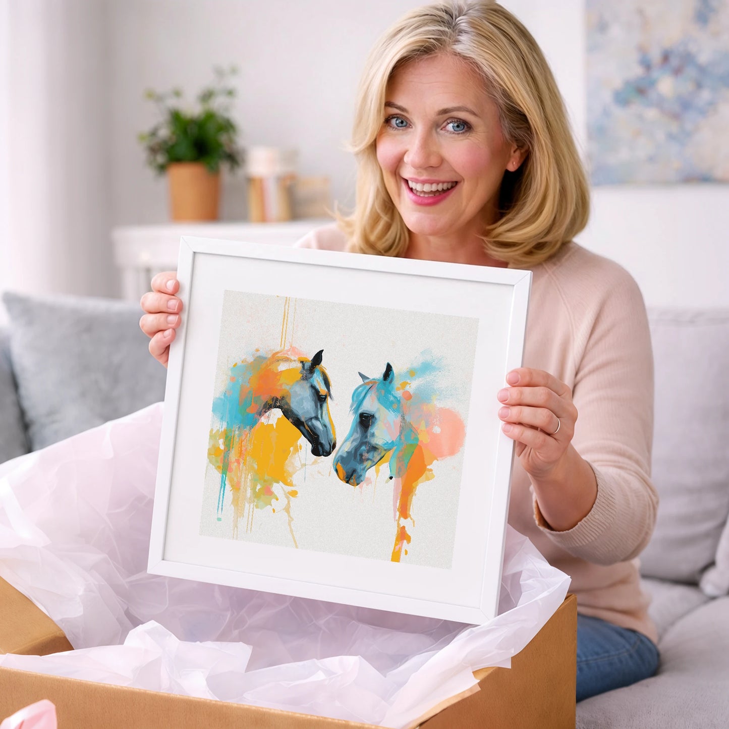 Spirited Bond - horse portrait art gift idea for horse lovers