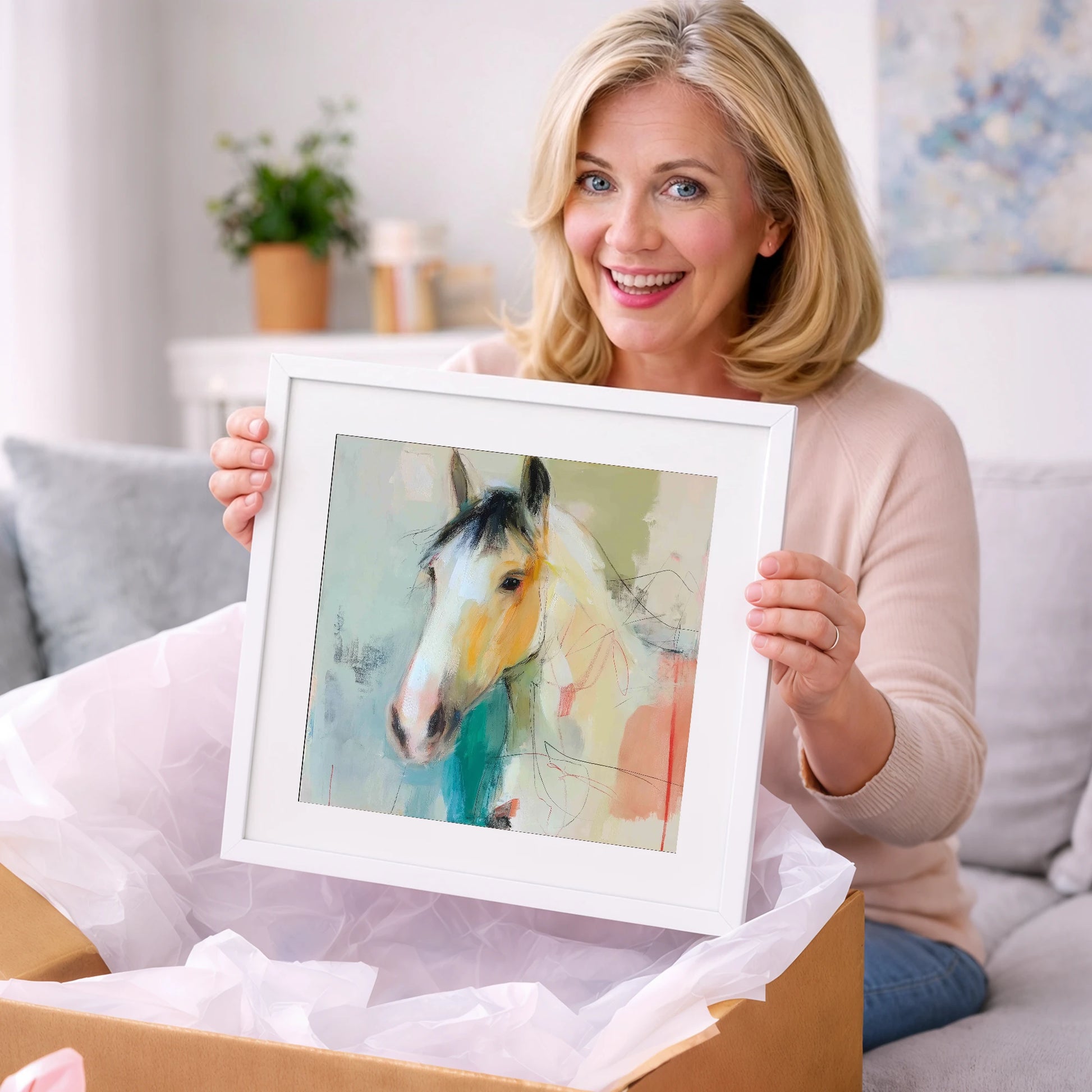 Quiet Grace in Ochre - horse portrait art gift idea for horse lovers
