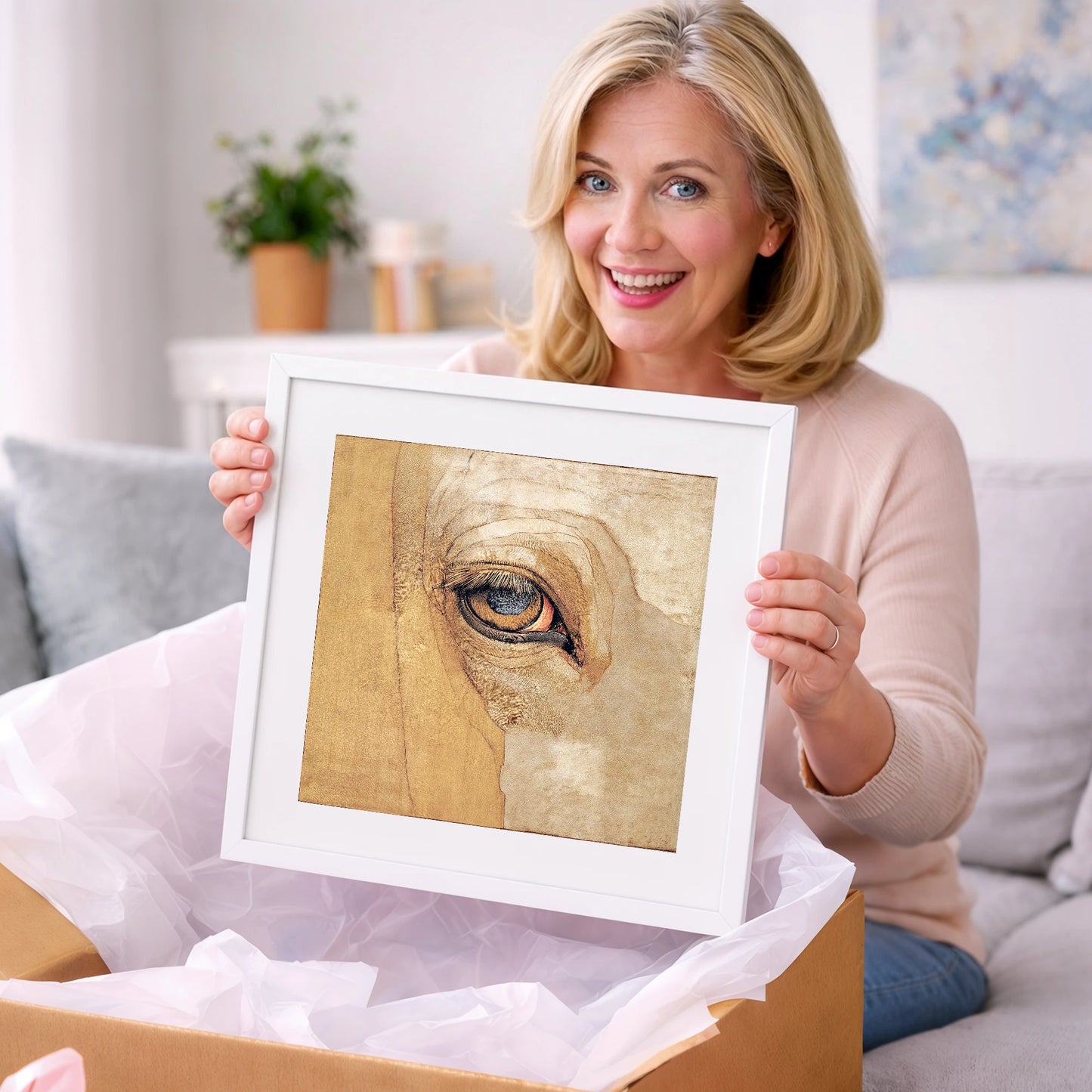 The Golden Gaze - horse portrait art gift idea for horse lovers