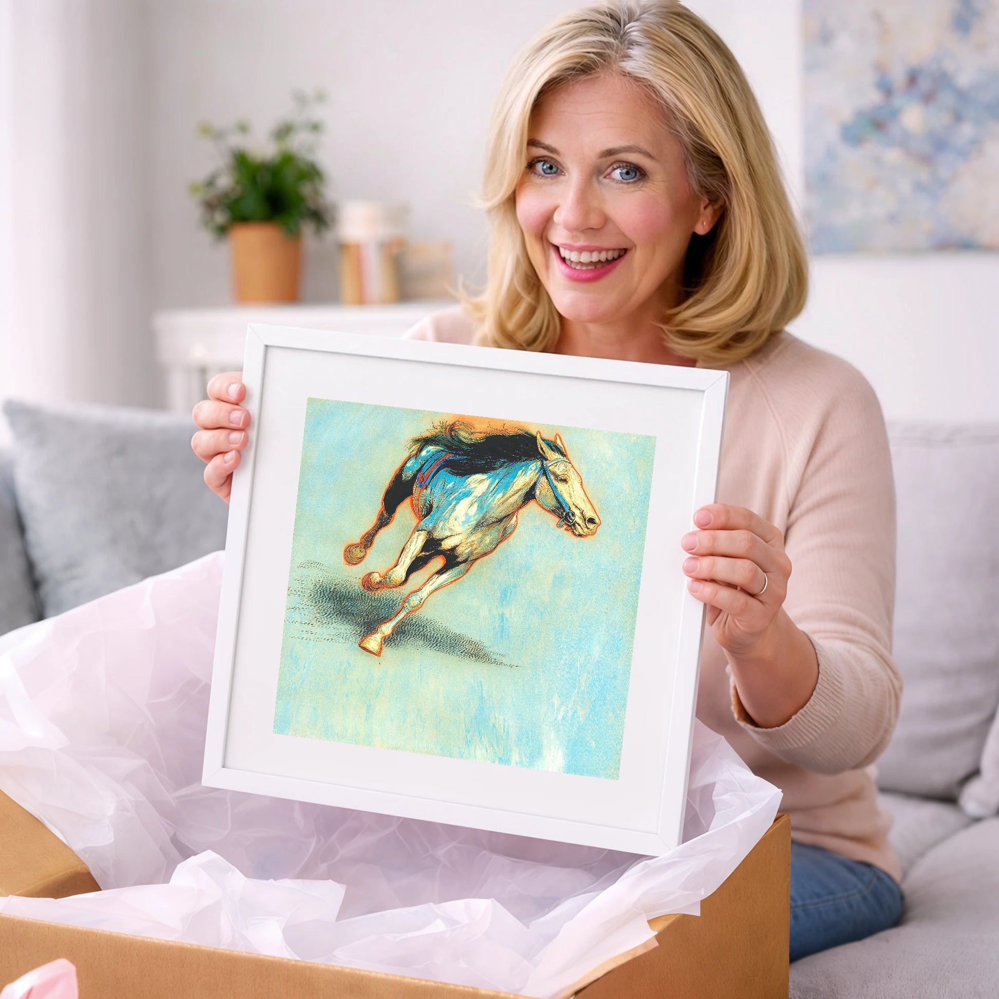 Cerulean Sprint - racing horse art gift idea for horse lovers