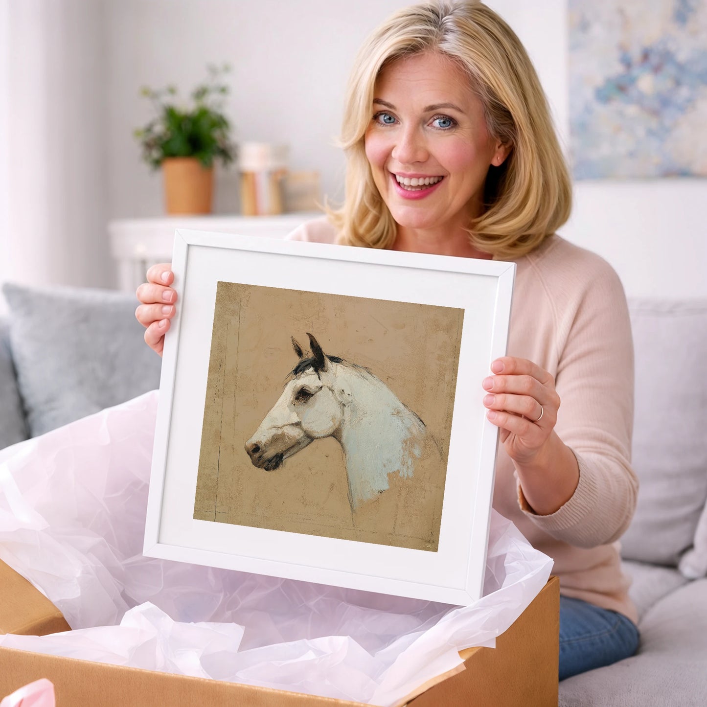Elegance in Grey - horse portrait art gift idea for horse lovers
