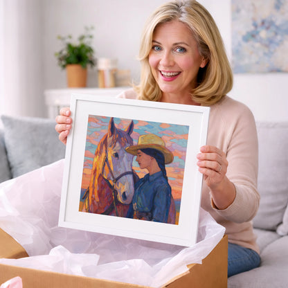 The Sundown Bond - horse & rider art gift idea for horse lovers