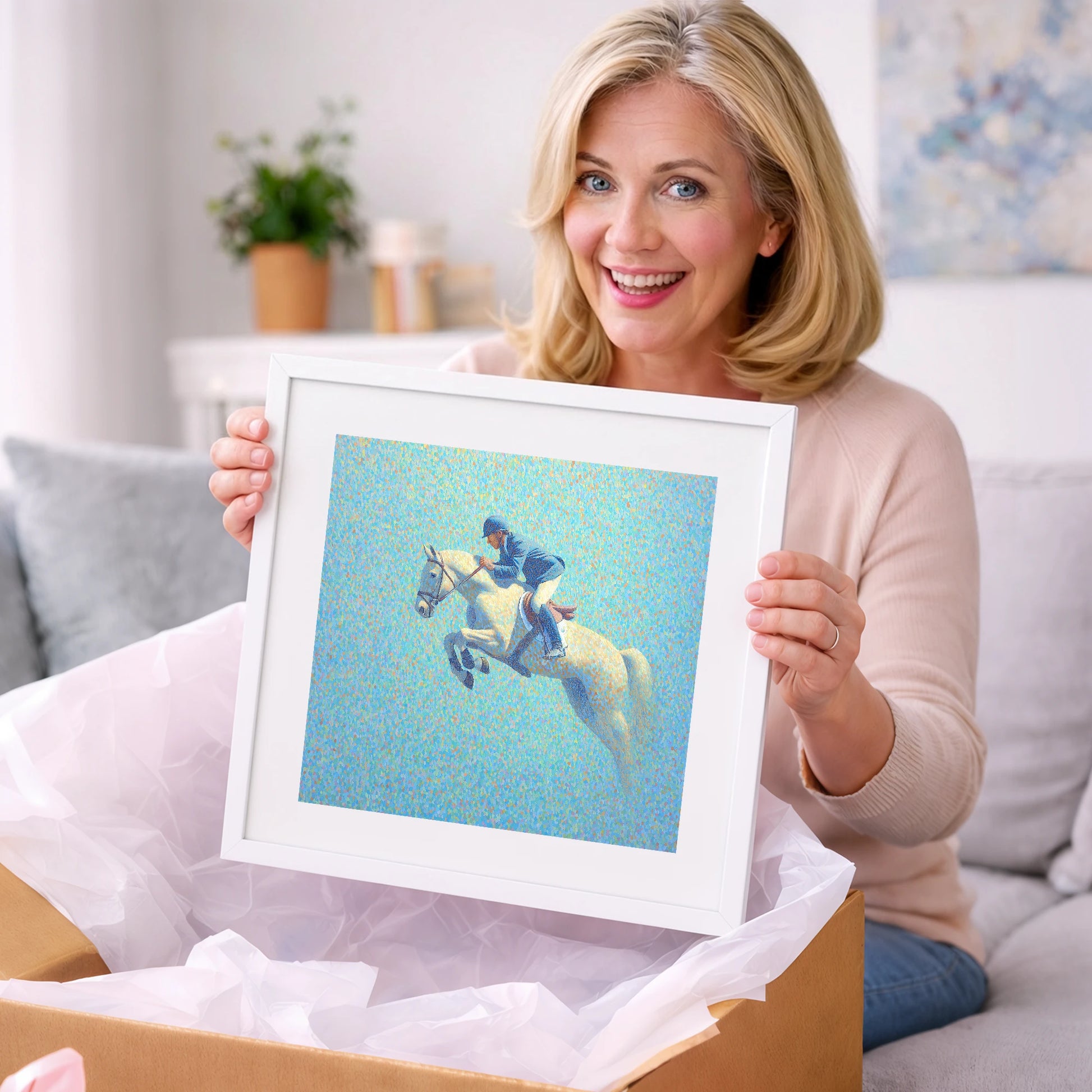 Luminous Flight - show jumping horse art gift idea for horse lovers