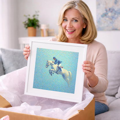 Luminous Flight - show jumping horse art gift idea for horse lovers