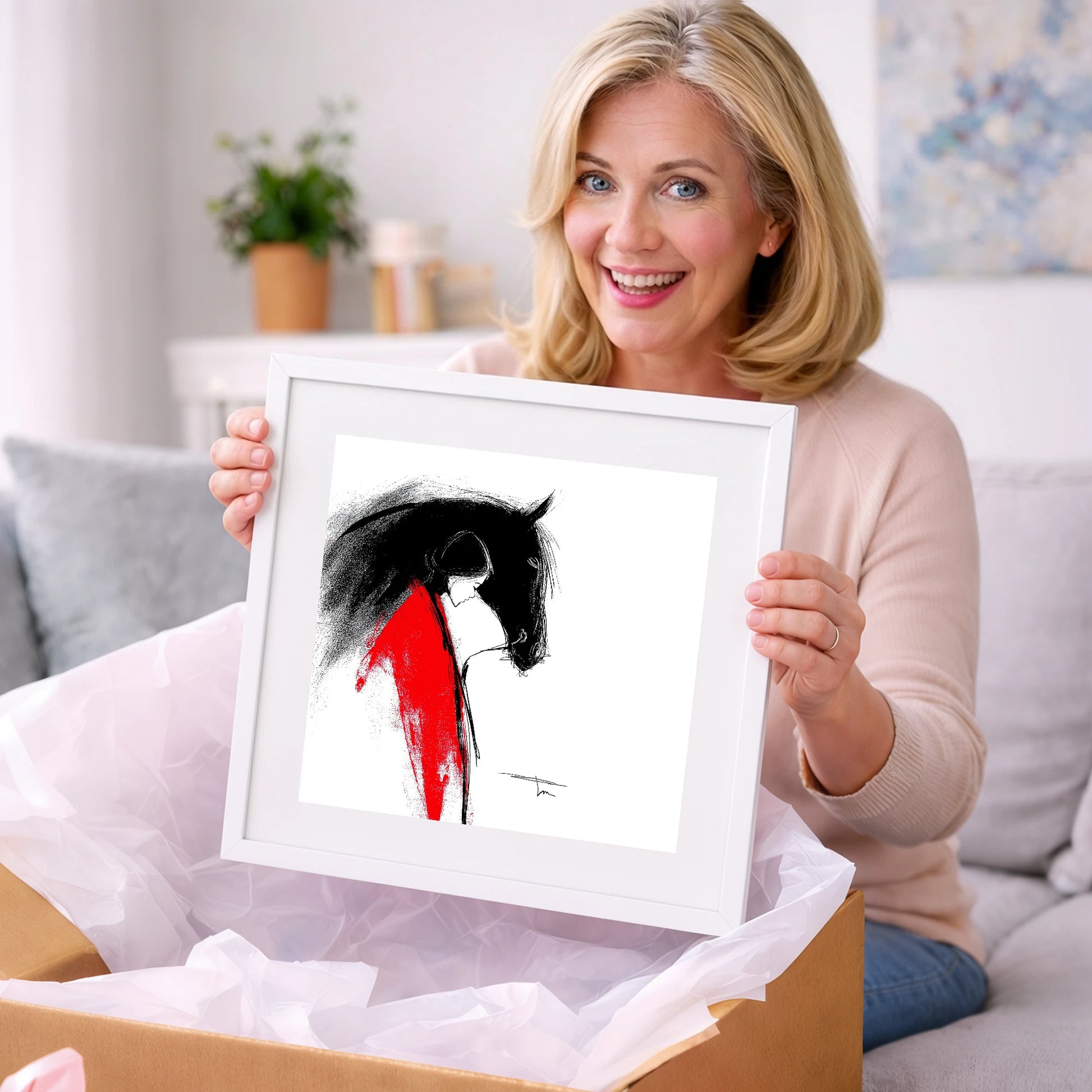 Crimson Connection - horse & rider art gift idea for horse lovers