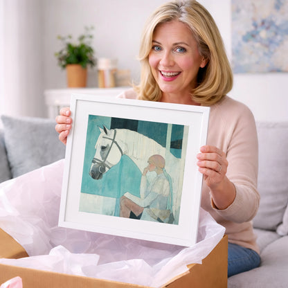 Quiet Contemplation - horse & rider art gift idea for horse lovers