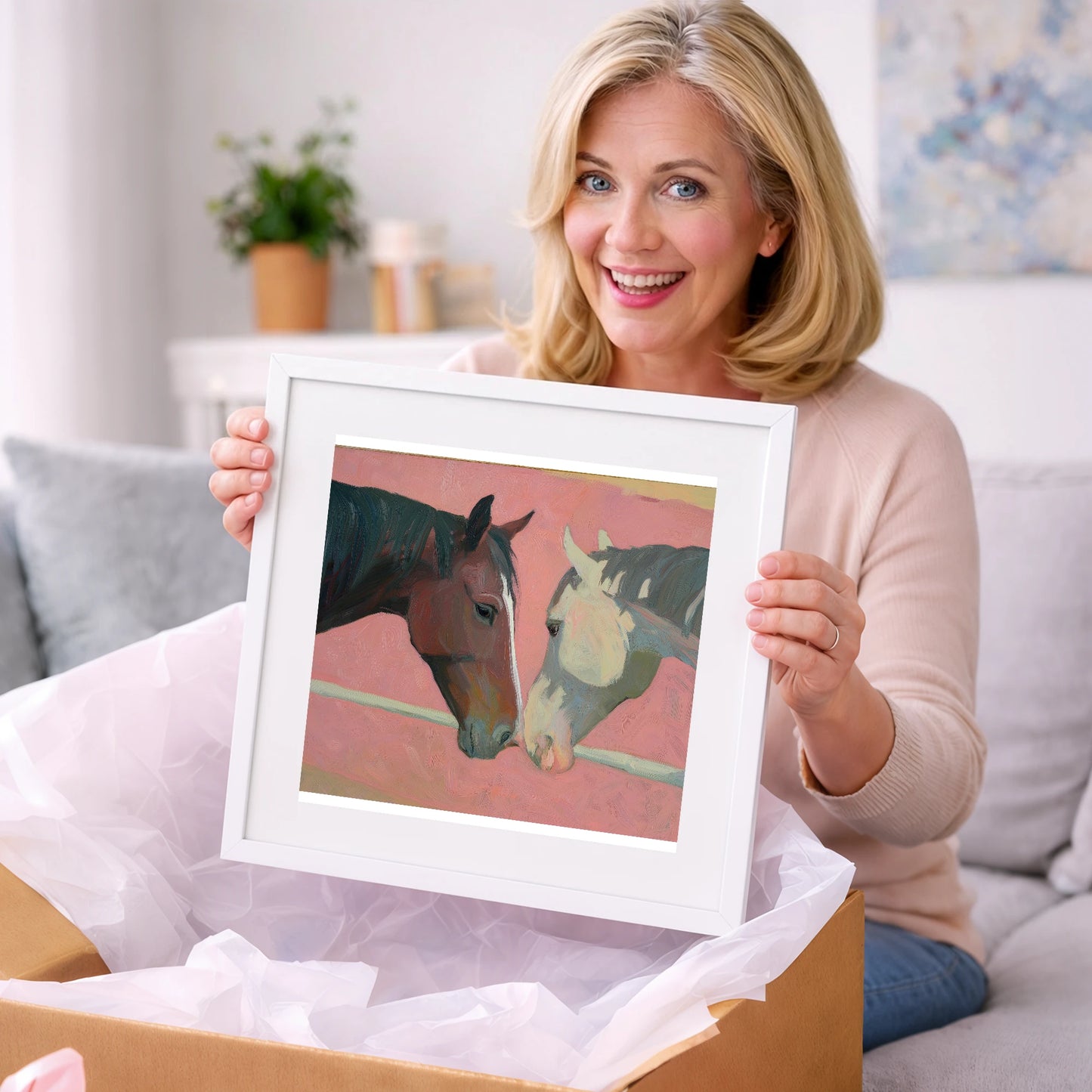 Quiet Companions - horse portrait art gift idea for horse lovers