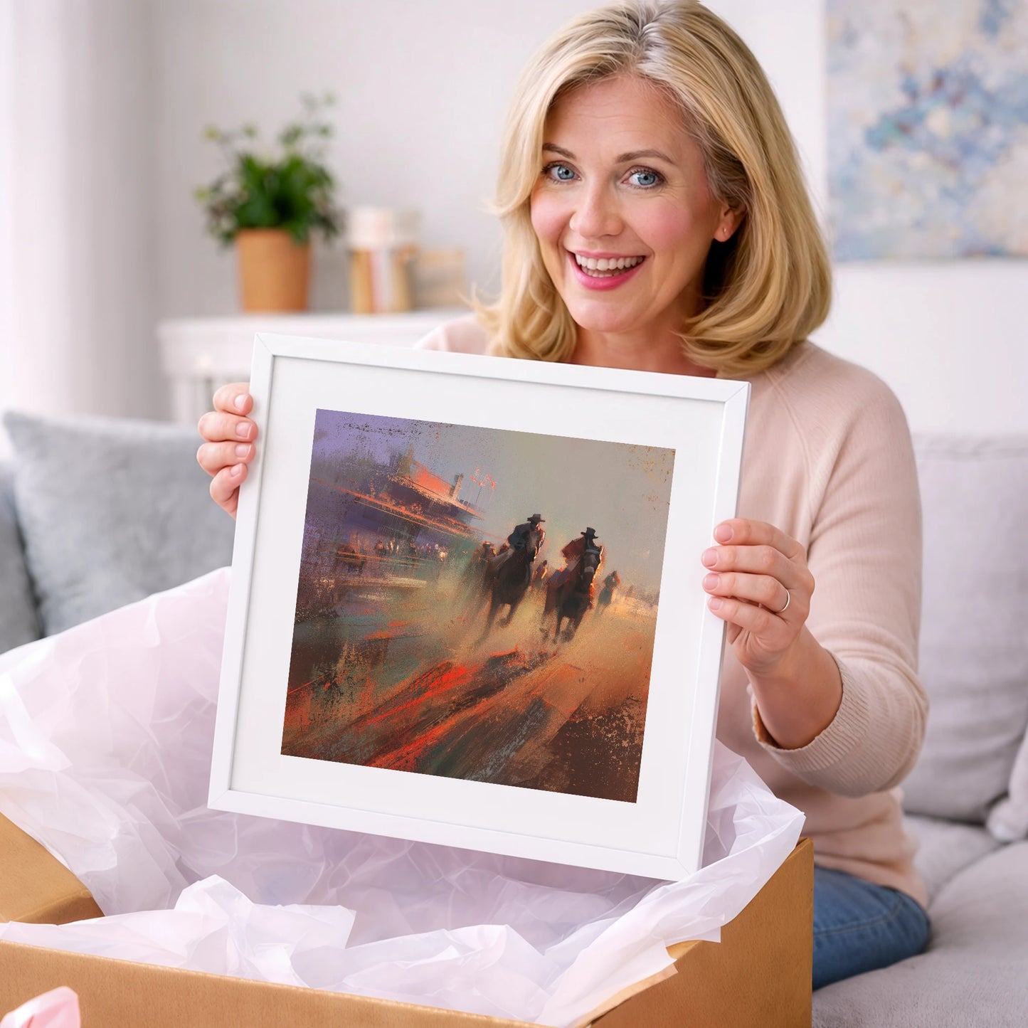 Thunder on the Track - racing horse art gift idea for horse lovers