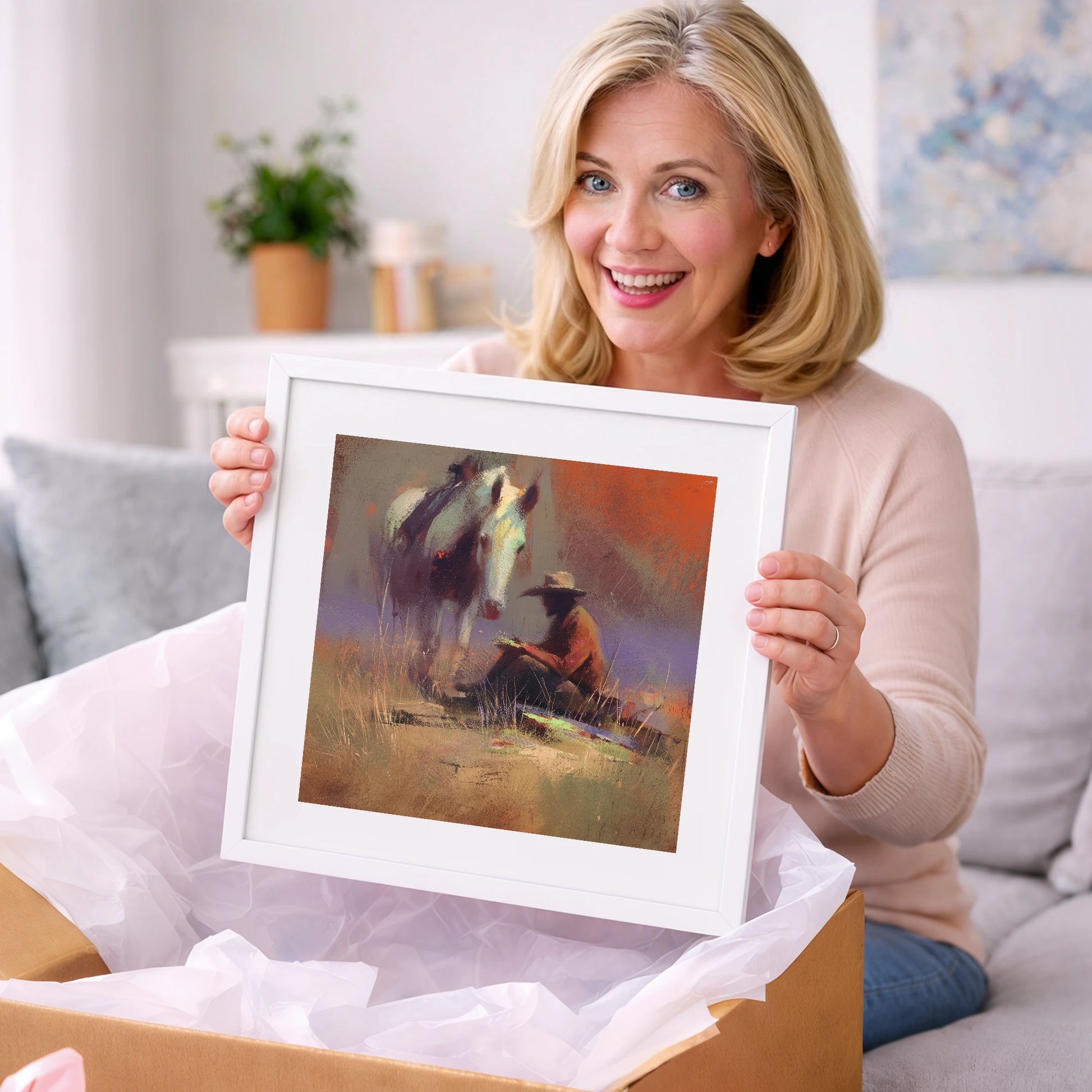 The Rider's Rest - horse & rider art gift idea for horse lovers
