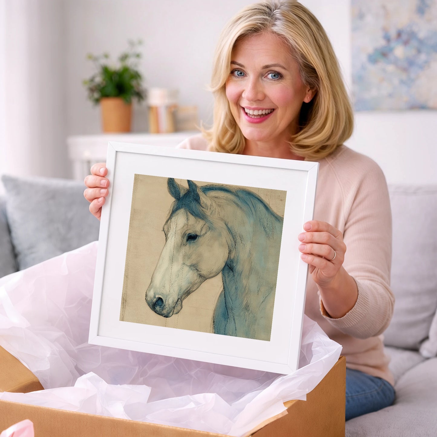 Parchment Profile Study - horse portrait art gift idea for horse lovers