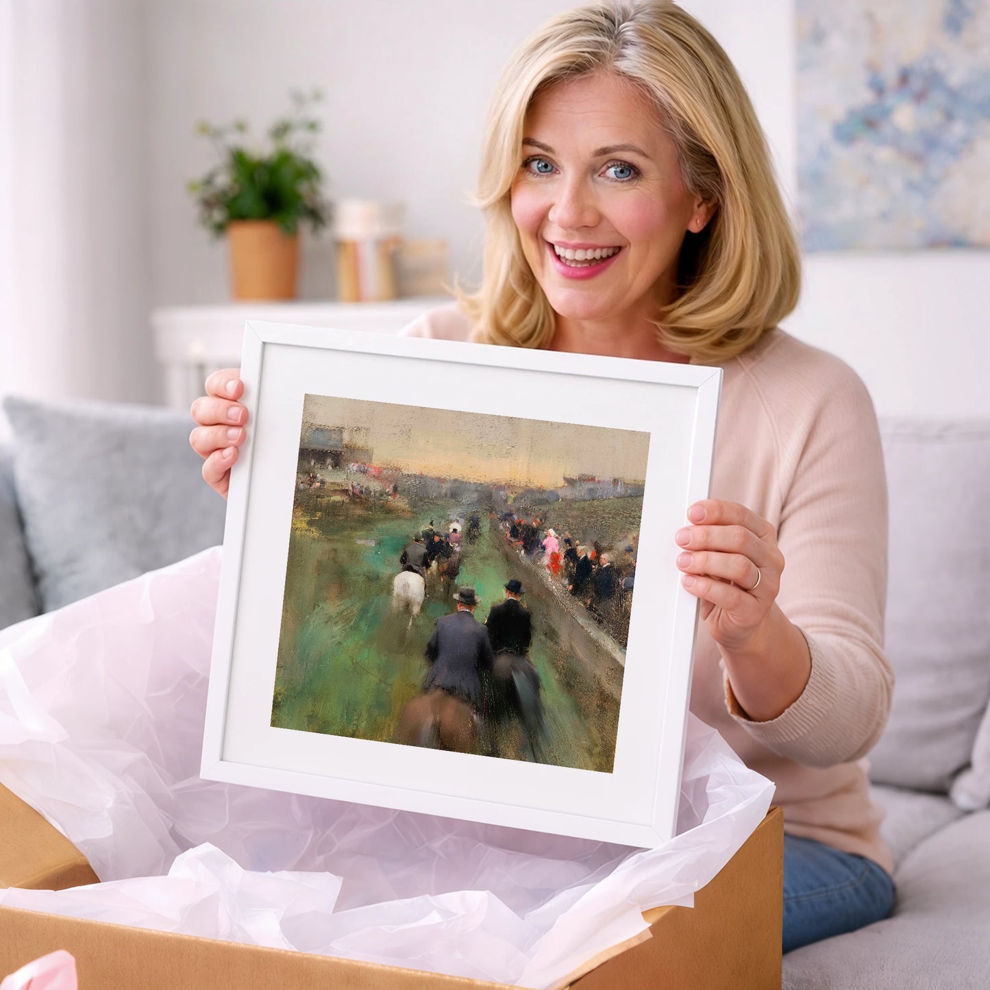 The Paddock Procession - racing horse art gift idea for horse lovers