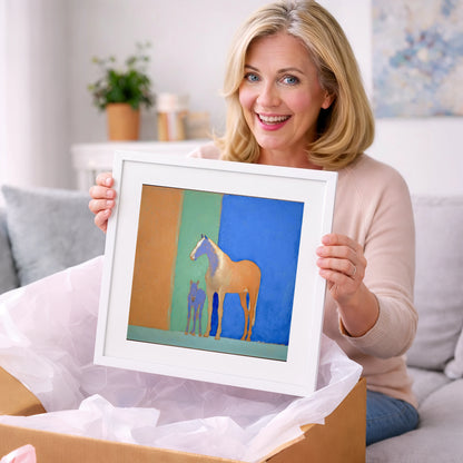 Cobalt and Sand - mare & foal art gift idea for horse lovers