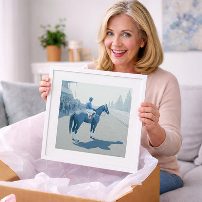 Waiting at the Rails - racing horse art gift idea for horse lovers