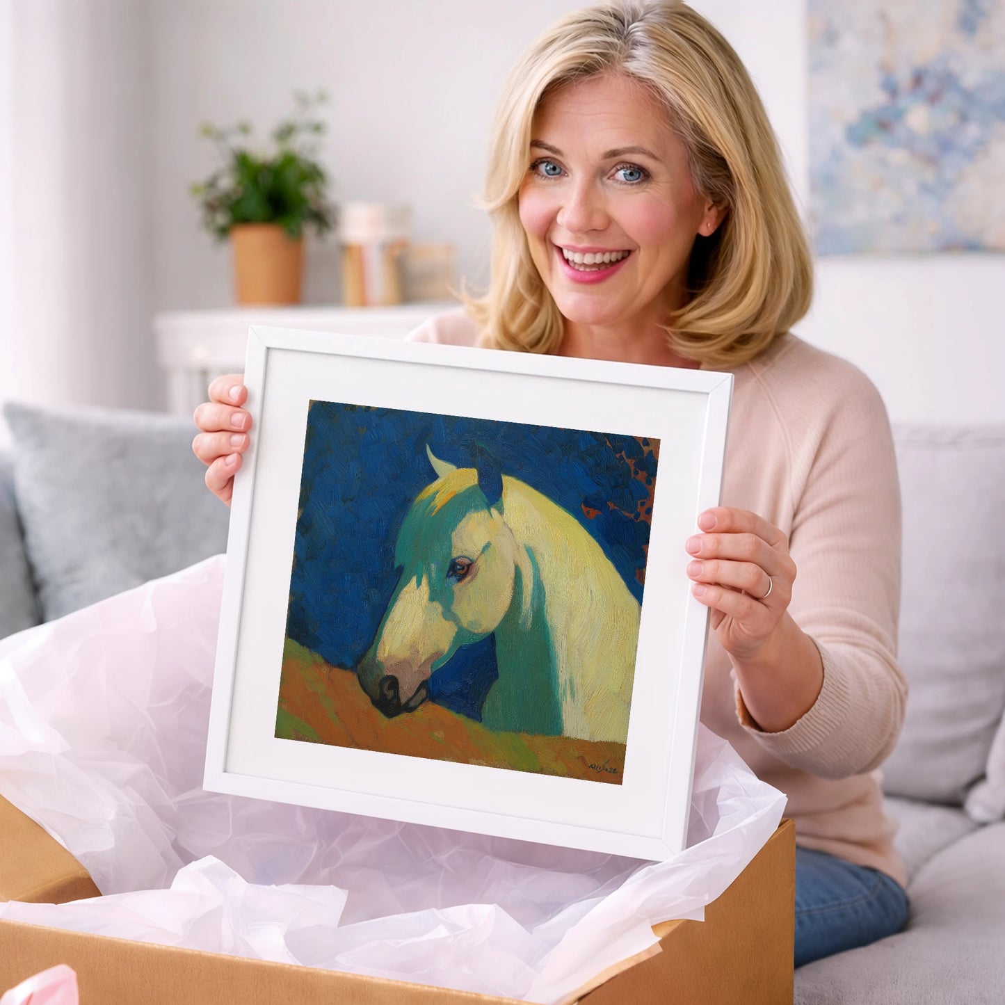 The Vibrant Grey - horse portrait art gift idea for horse lovers