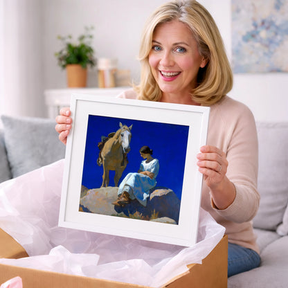 Beneath Azure Skies - horse & rider art gift idea for horse lovers