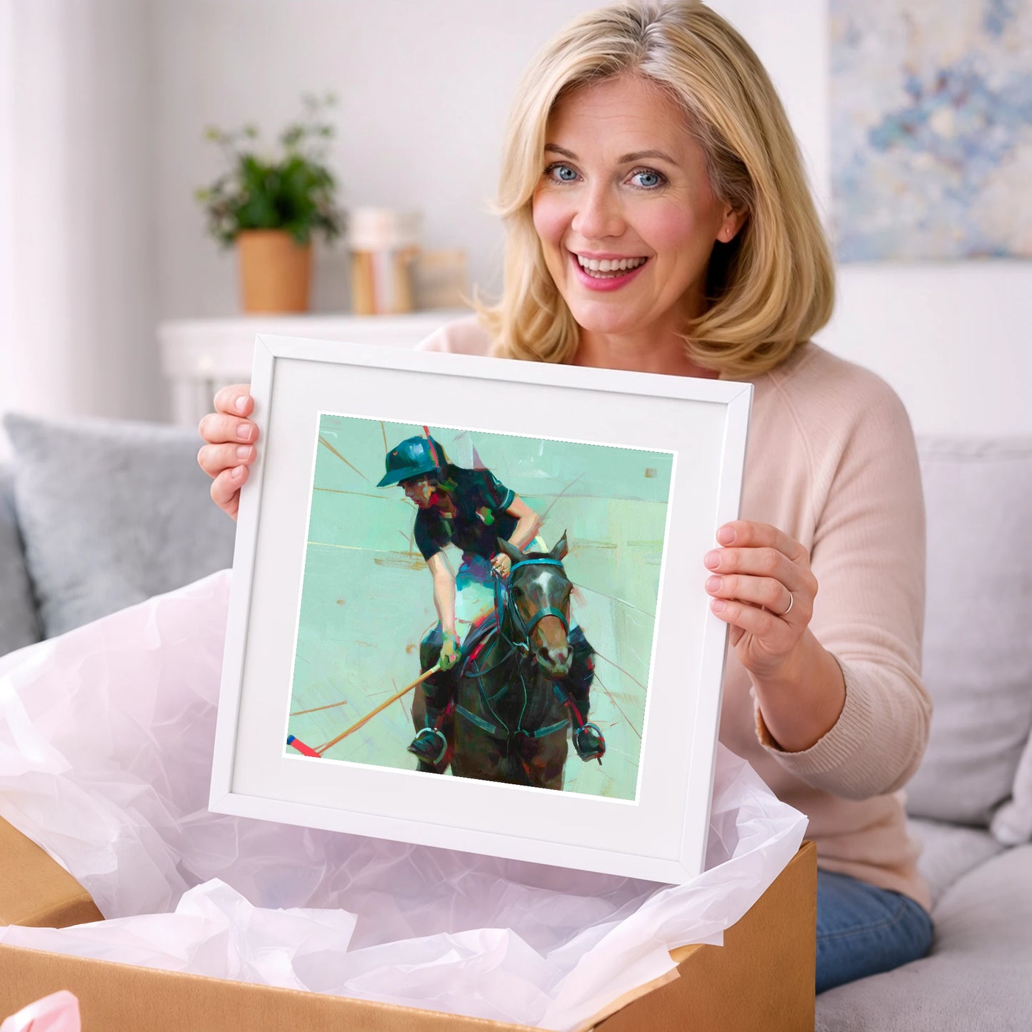 Mid-Match Focus - polo horse art gift idea for horse lovers