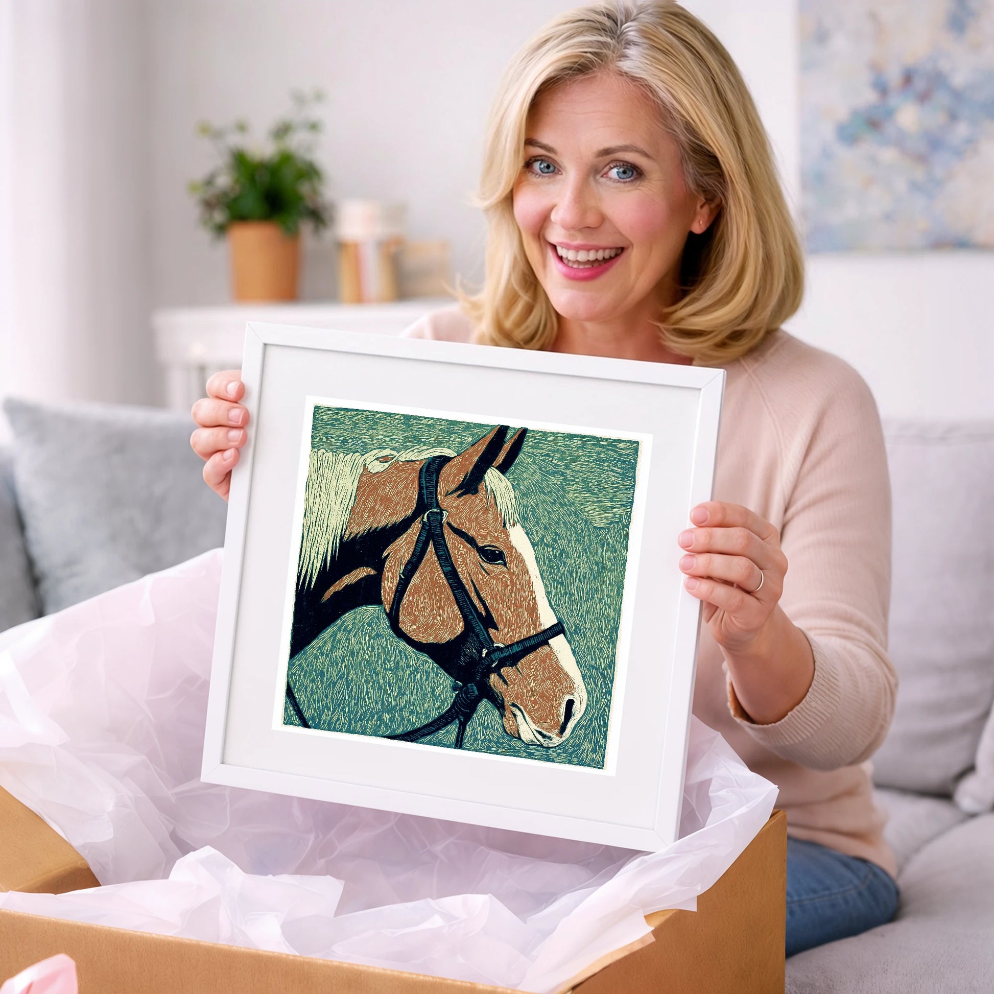 Bold Chestnut Profile - horse portrait art gift idea for horse lovers