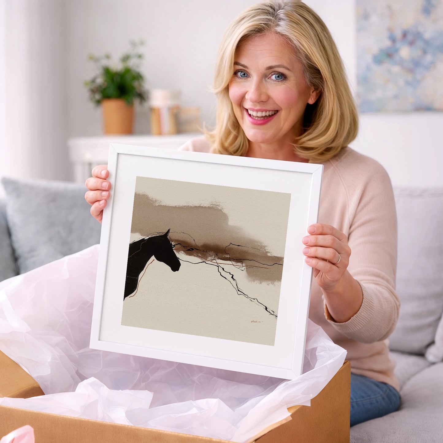 Abstract Sepia Silhouette - horse portrait art gift idea for horse lovers