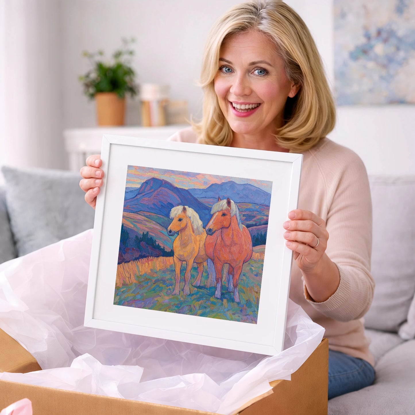 Highland Fjord Companions - horse landscape art gift idea for horse lovers