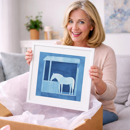 Indigo Solitude - horse stable art gift idea for horse lovers