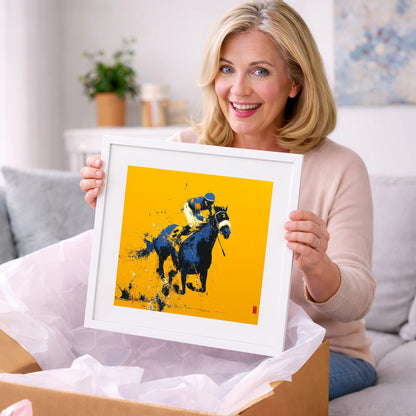 Cobalt Gallop - racing horse art gift idea for horse lovers