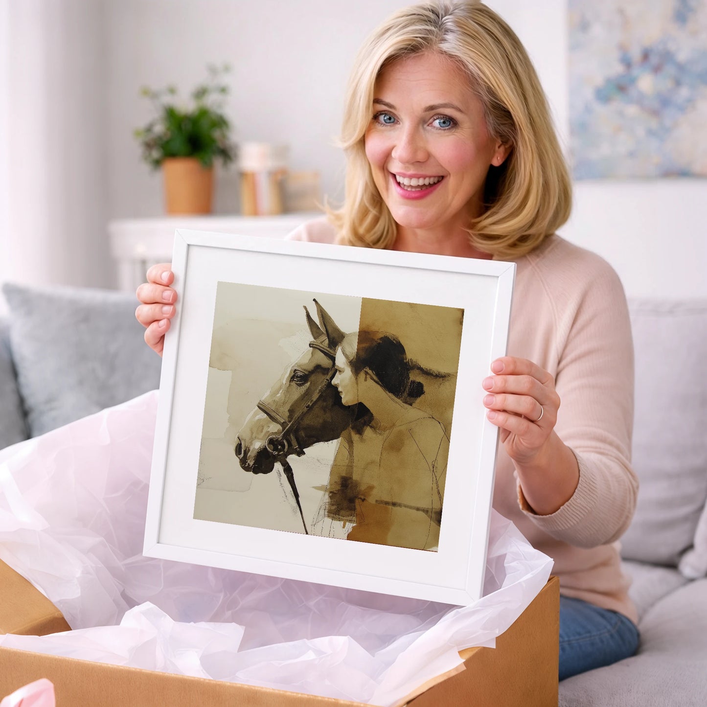 Quiet Connection - horse & rider art gift idea for horse lovers