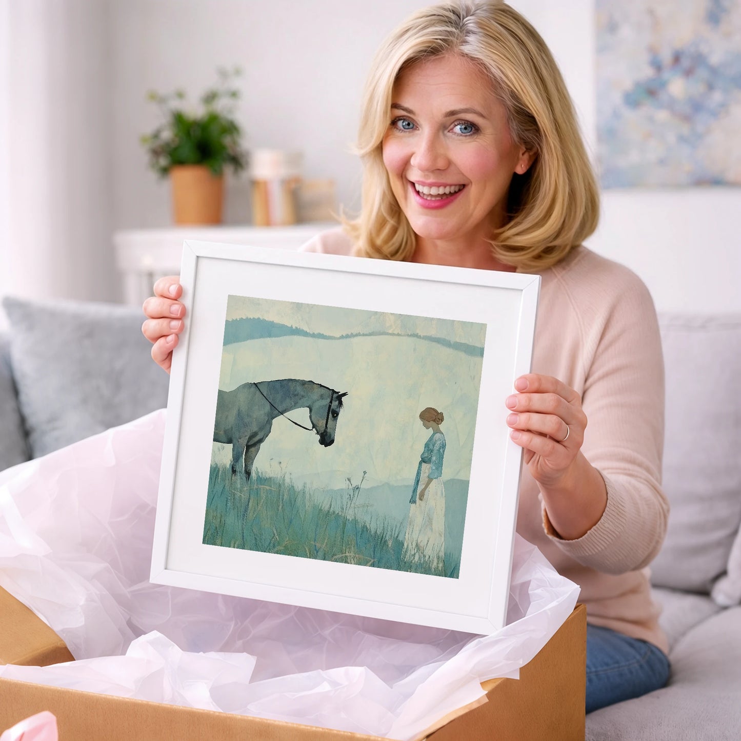 Gentle Regard - horse & rider art gift idea for horse lovers