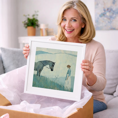 Gentle Regard - horse & rider art gift idea for horse lovers