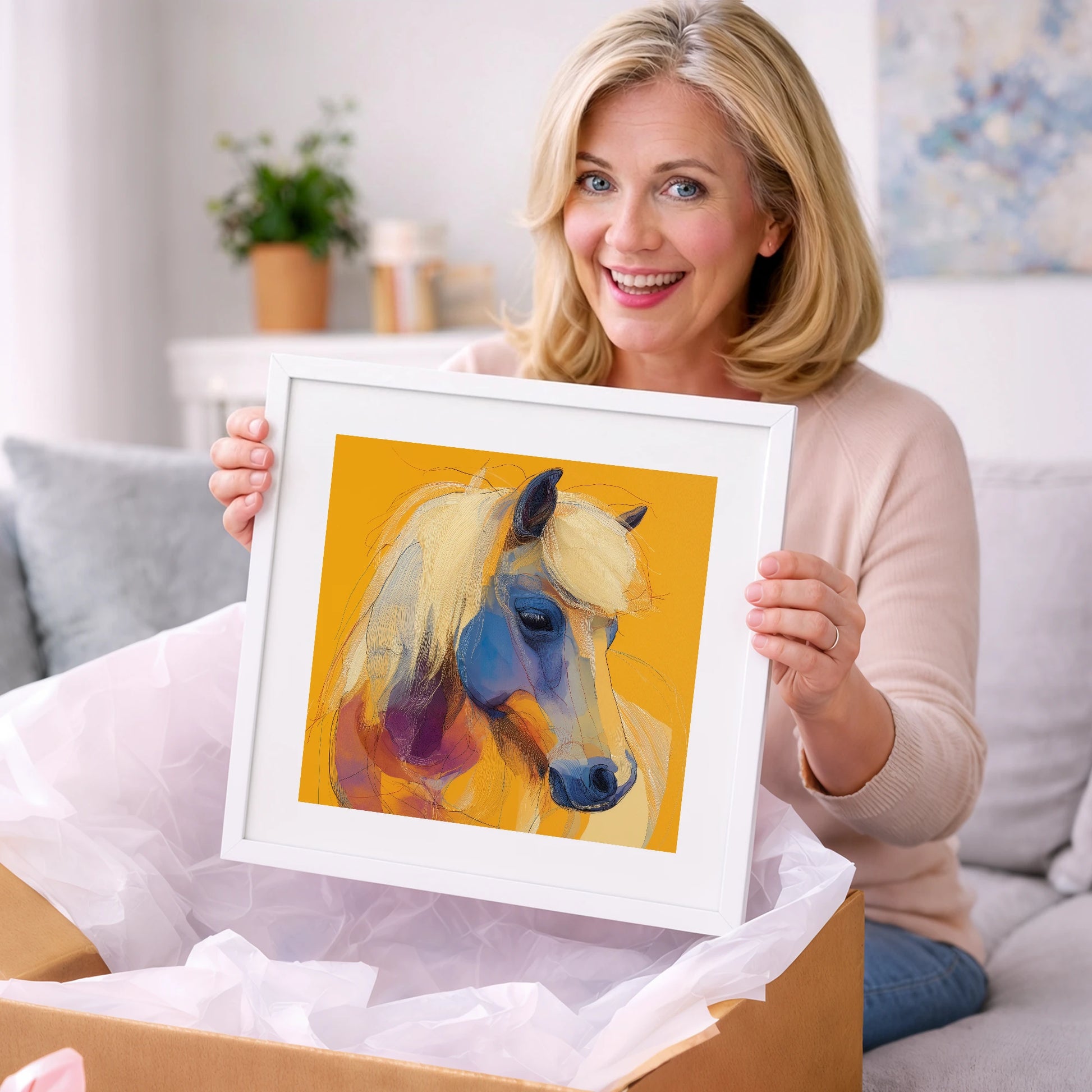 Cobalt and Gold Contour - horse breed art gift idea for horse lovers