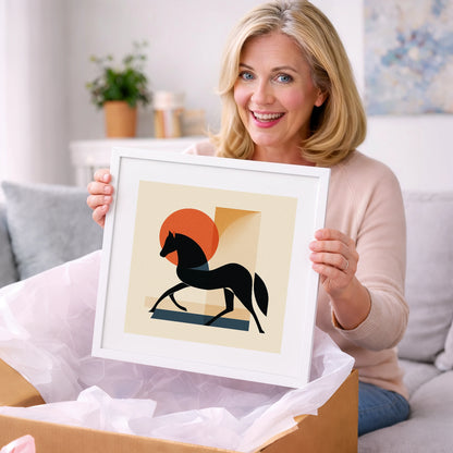 Mid-Century Equine Silhouette - horse portrait art gift idea for horse lovers