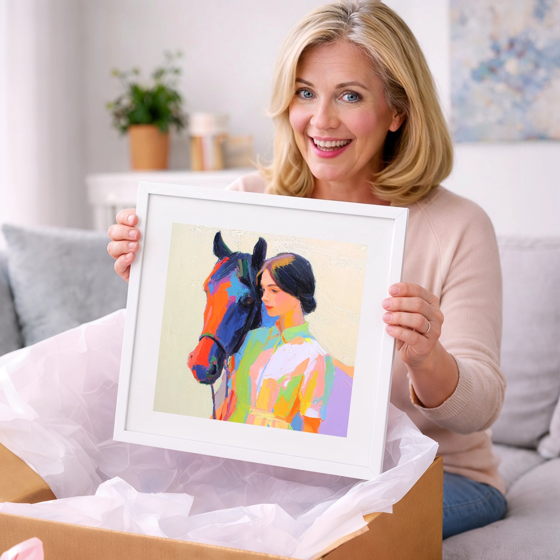 Radiant Companionship - horse & rider art gift idea for horse lovers