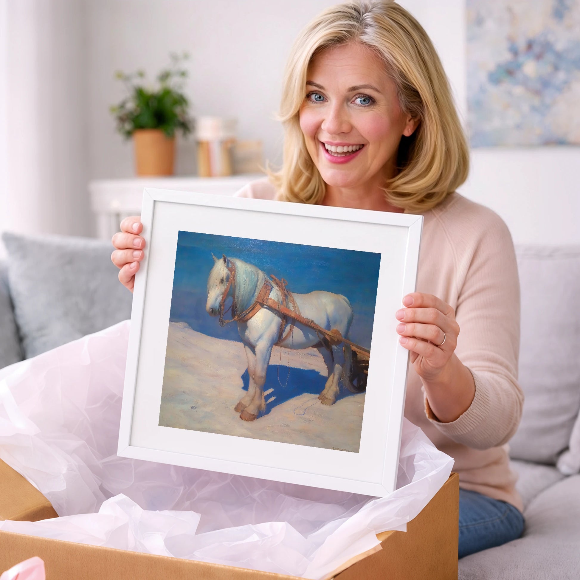 The Patient Grey - working horse art gift idea for horse lovers