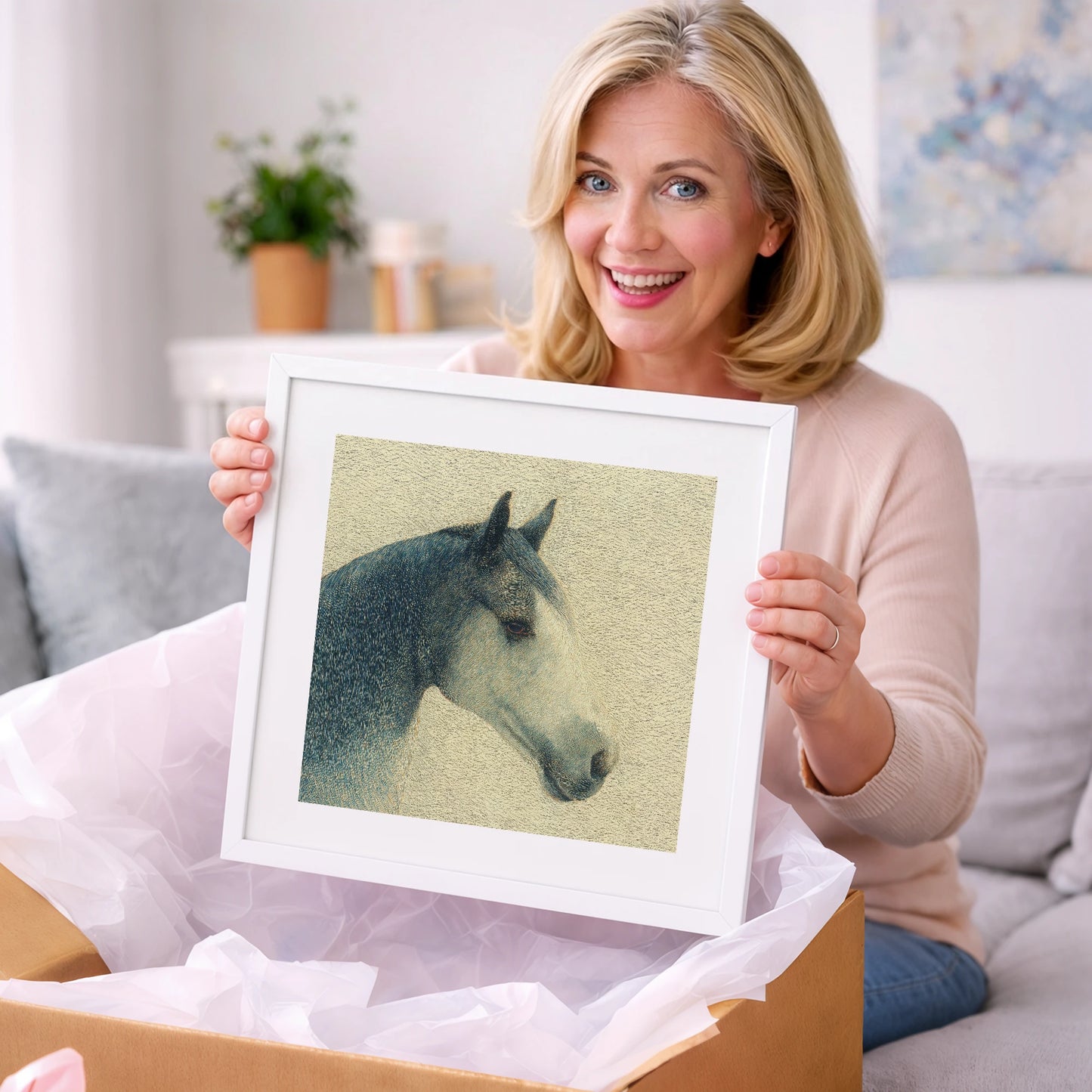 Serene Slate Profile - horse portrait art gift idea for horse lovers