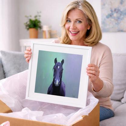 The Violet Gaze - horse portrait art gift idea for horse lovers