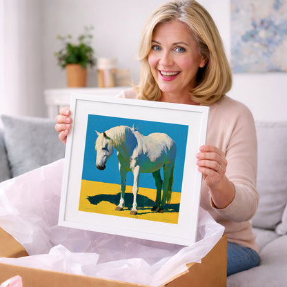 Sunlit Grey Horse Blue Sky - horse breed art gift idea for horse lovers
