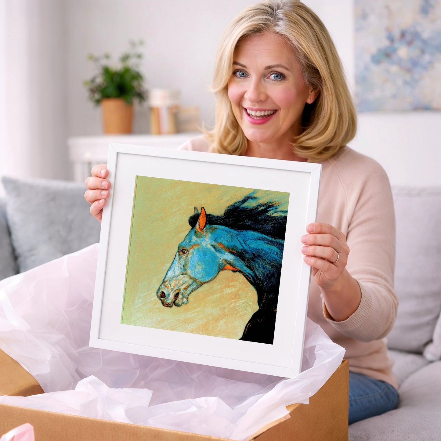 Cerulean Spirit - racing horse art gift idea for horse lovers