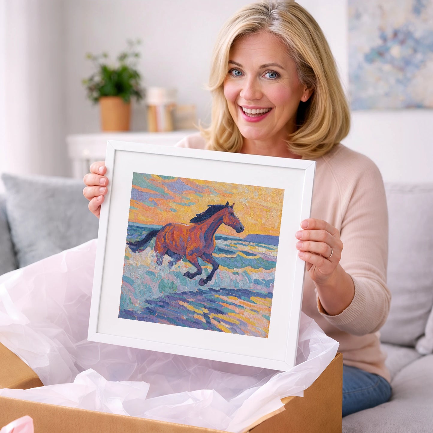 Painted Tide Canter - beach horse art gift idea for horse lovers