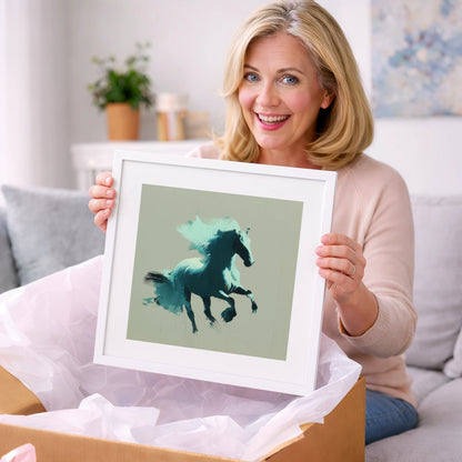 Dynamic Teal Stallion - horse breed art gift idea for horse lovers