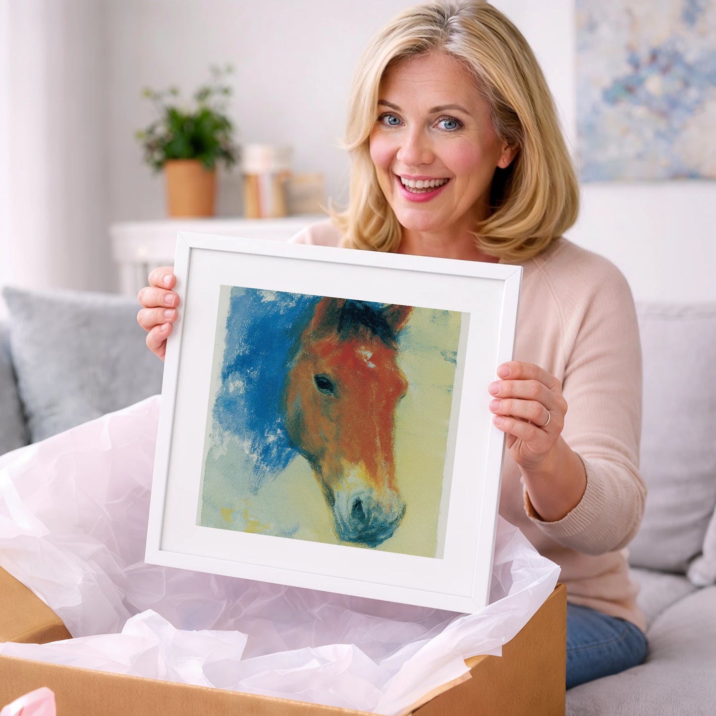 Expressive Cerulean Equine Study - horse portrait art gift idea for horse lovers