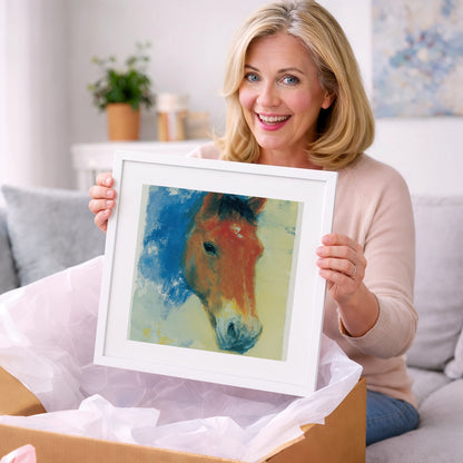 Expressive Cerulean Equine Study - horse portrait art gift idea for horse lovers