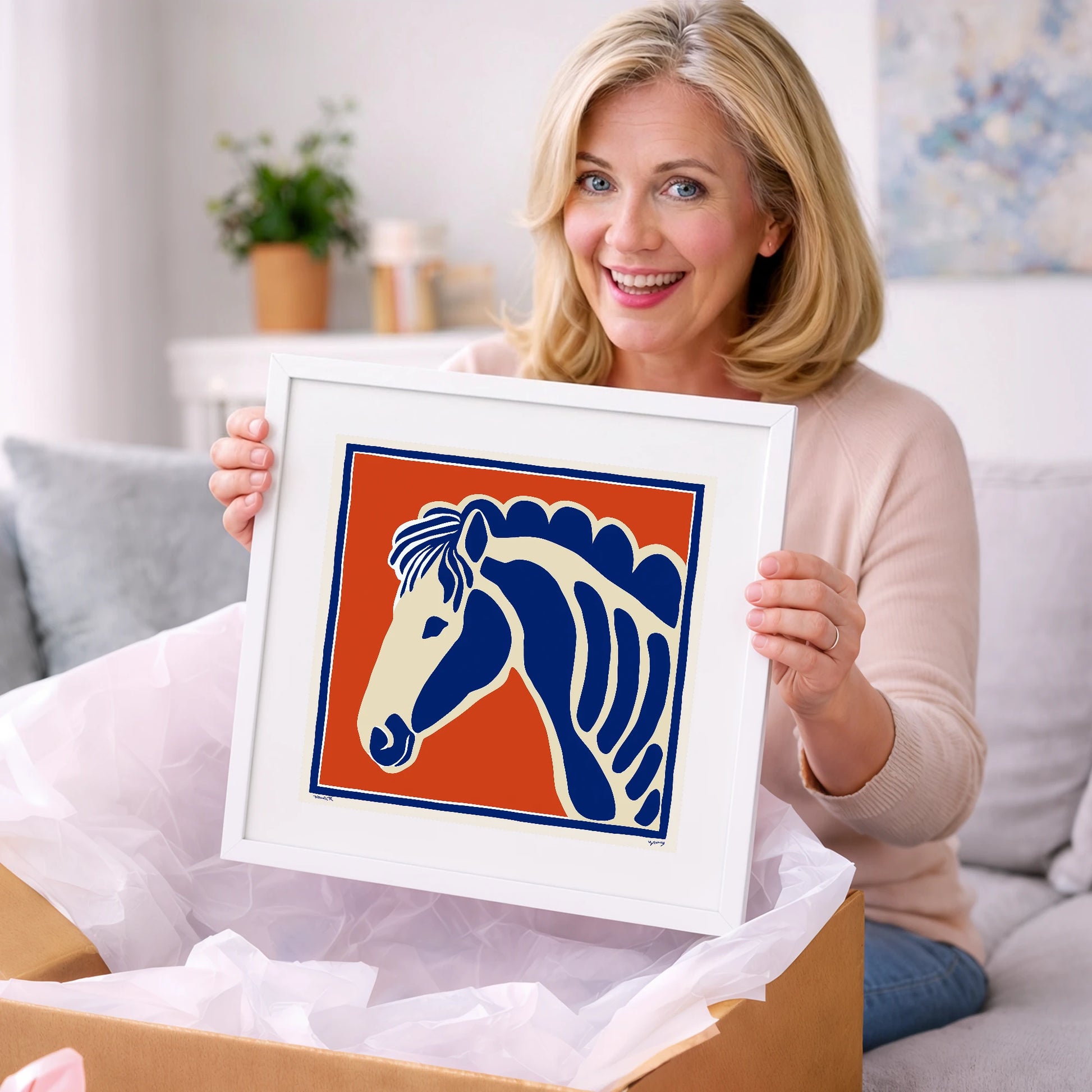 Cobalt Equine Profile - horse portrait art gift idea for horse lovers