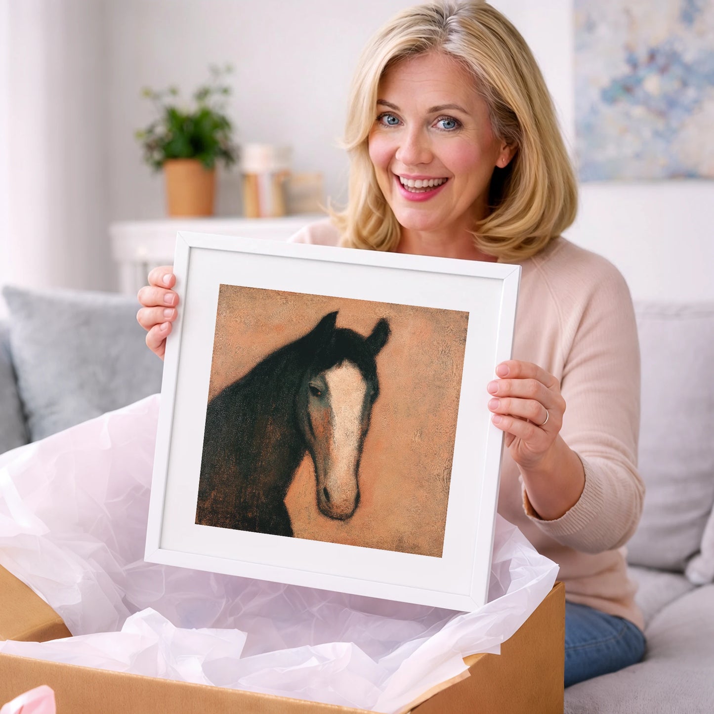 Dignity in Shadows - horse portrait art gift idea for horse lovers