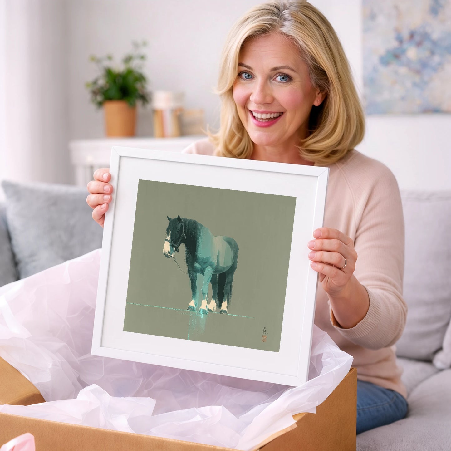 Teal Draught Silhouette - horse breed art gift idea for horse lovers